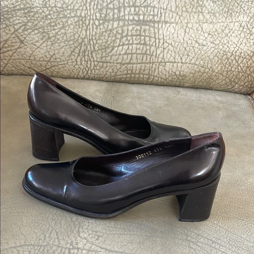 Baldinini Brown Leather Classic Heels Pumps Made in Italy Size 38.5